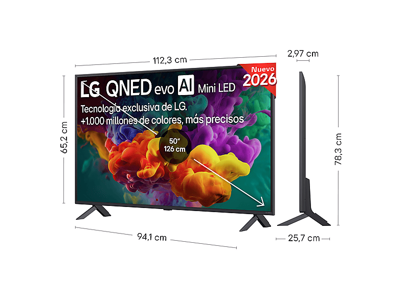 TV QNED Mini LED 50" - LG 50QNED85B6B, UHD 4K, Procesador Inteligente α8 AI Processor 4K Gen3, Smart TV, DVB-T2 (H.265), Negro