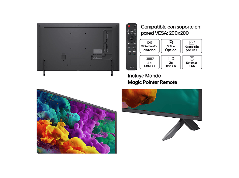 TV QNED Mini LED 50" - LG 50QNED85B6B, UHD 4K, Procesador Inteligente α8 AI Processor 4K Gen3, Smart TV, DVB-T2 (H.265), Negro