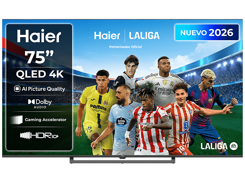 TV QLED 75" - Haier S80G Series H75S80GUX, QLED 4K HDR10+, Google TV, AI Picture Quality, Gaming 120Hz, Negro