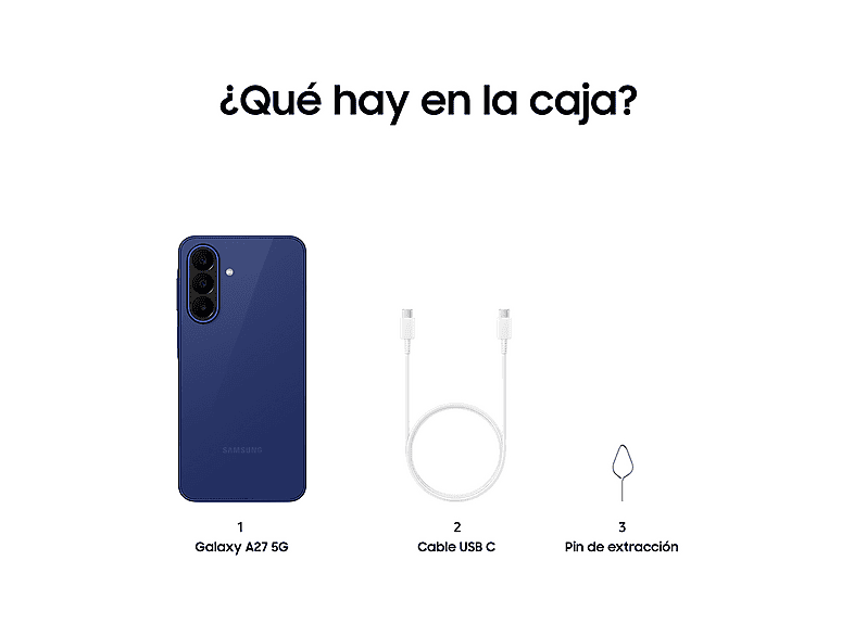 Móvil - Samsung Galaxy A27 5G, Azul, 128 GB, 6 GB RAM, 6.7" FHD+ Super AMOLED, Qualcomm Snapdragon 6 Gen 3, 5000 mAh, Android 16
