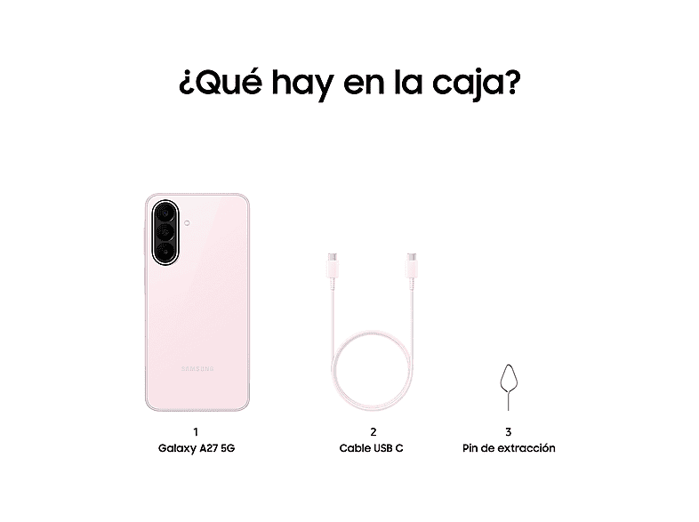 Móvil - Samsung Galaxy A27 5G, Rosa Claro, 128 GB, 6 GB RAM, 6.7" FHD+ Super AMOLED, Qualcomm Snapdragon 6 Gen 3, 5000 mAh, Android 16