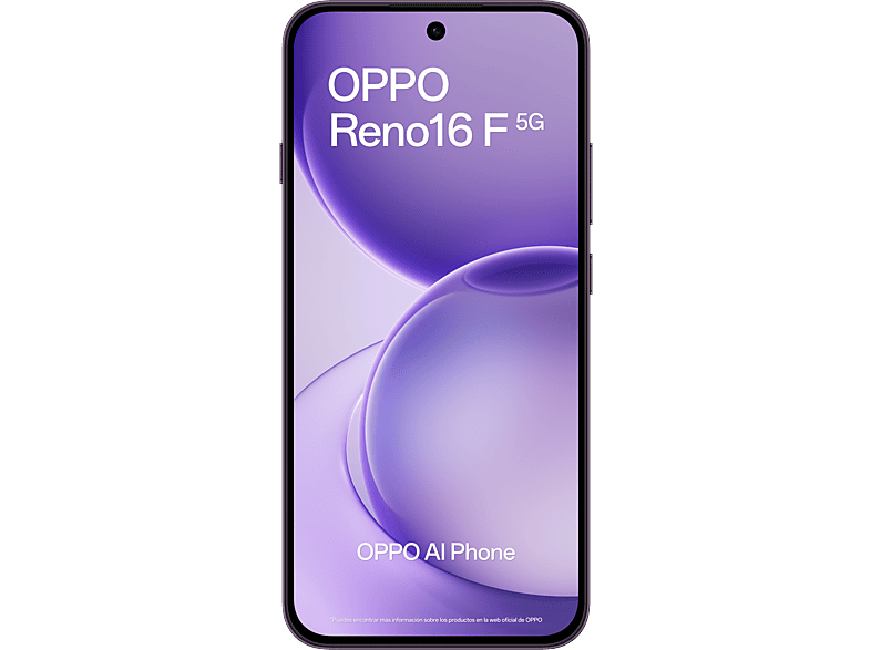 Móvil - Oppo Bundle Reno16 F, Púrpura Negro, 256 GB, 8 GB RAM, 6.57" AMOLED, Mediatek Dimensity 7300, 6500 mAh, Incluye Funda y Cargador