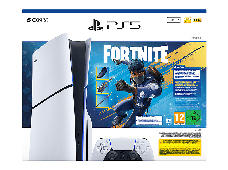 Consola PS5 - Sony Slim 1TB Edición Disco - Fortnite Flowering Chaos, White