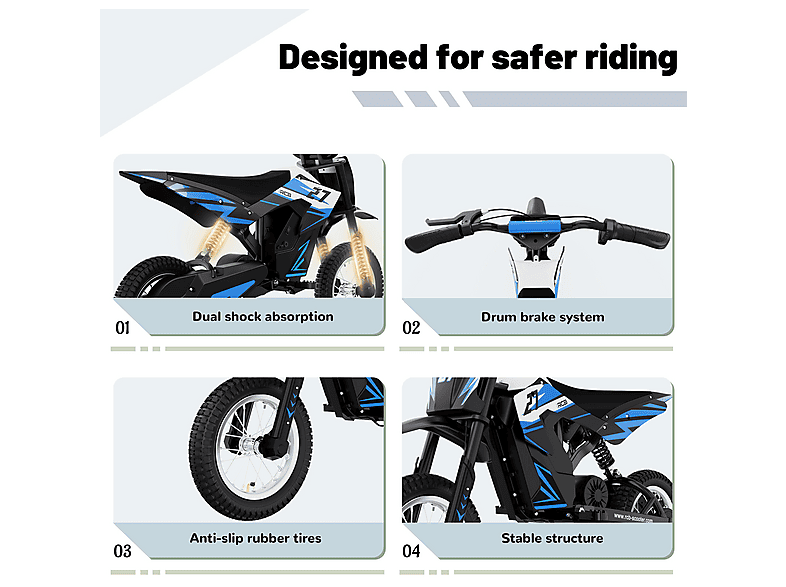 Moto eléctrica infantil - Rcb R9X Moto Eléctrica Infantil 12", Motocicleta Off-Road para Niños de 6 a 16 Años