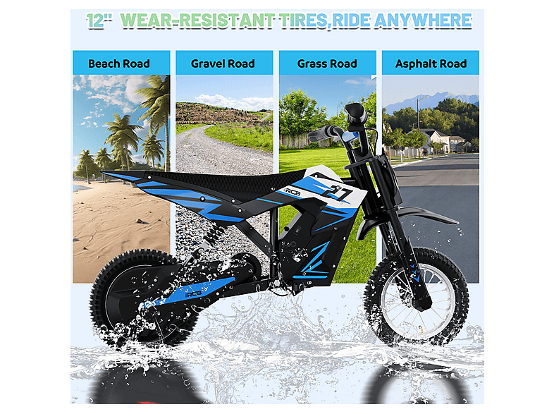 Moto eléctrica infantil - Rcb R9X Moto Eléctrica Infantil 12", Motocicleta Off-Road para Niños de 6 a 16 Años