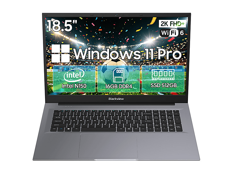 Portátil - Blackview ACEBOOK 10, 18,5 " Full-HD, Intel Twin Lake N150, 16 GB RAM, 512 GB SSD, Iris® Graphics, Windows 11 Pro, idioma del teclado: US