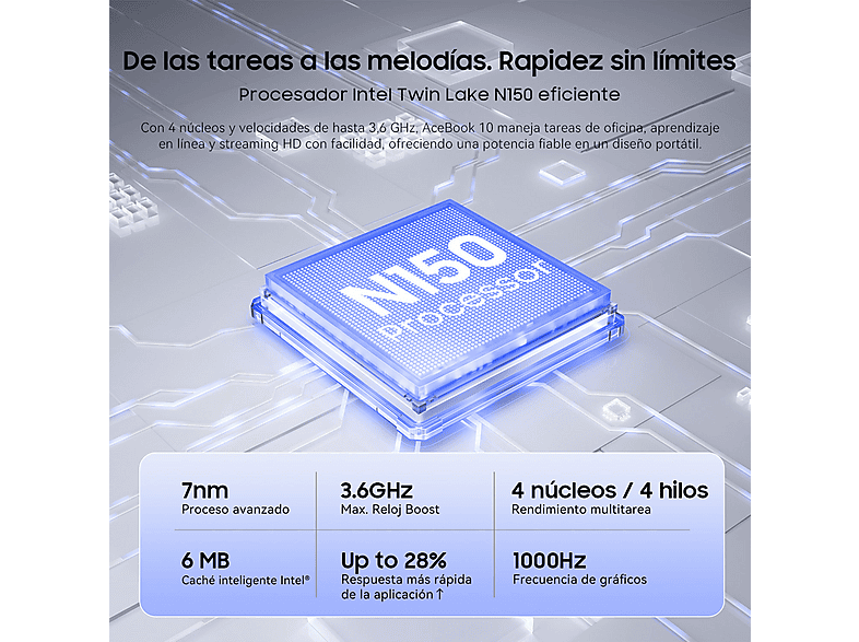 Portátil - Blackview ACEBOOK 10, 18,5 " Full-HD, Intel Twin Lake N150, 16 GB RAM, 512 GB SSD, Iris® Graphics, Windows 11 Pro, idioma del teclado: US