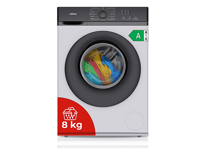 Lavadora carga frontal - Nilson NL8200AI, 8 kg, 11 programas, Blanco