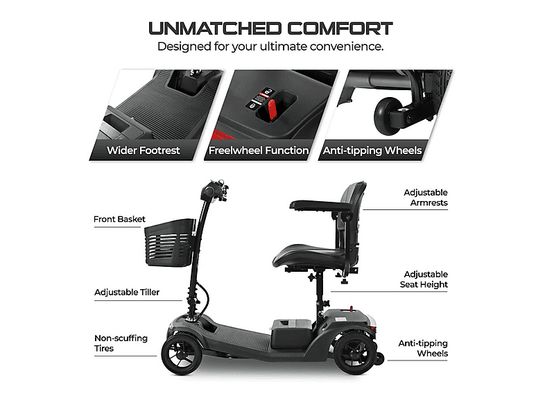 scooter plegable - Sweetrich S2, 27,8 kg, negro