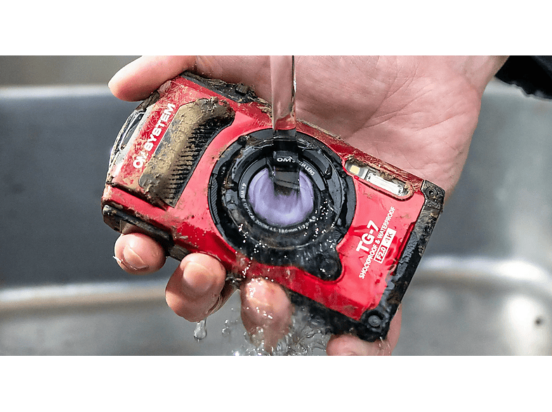 Cámara compacta - OM System OMSTG7R, 12 megapixel, Rojo