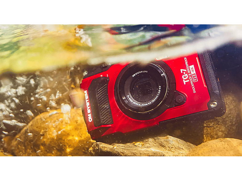 Cámara compacta - OM System OMSTG7R, 12 megapixel, Rojo