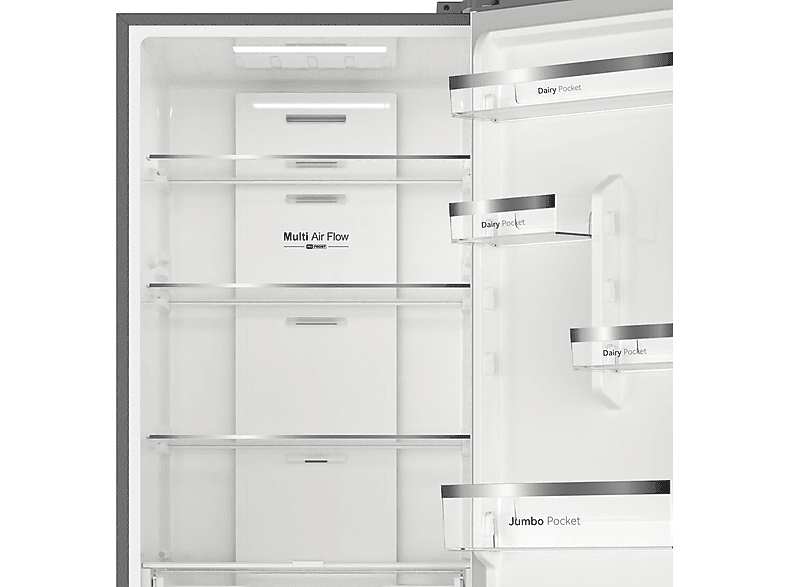 Frigorífico combinado - Vok EVR-405NEI, Compresor Inverter, No Frost, Altura 185,5 cm, Capacidad 405 l, Inox