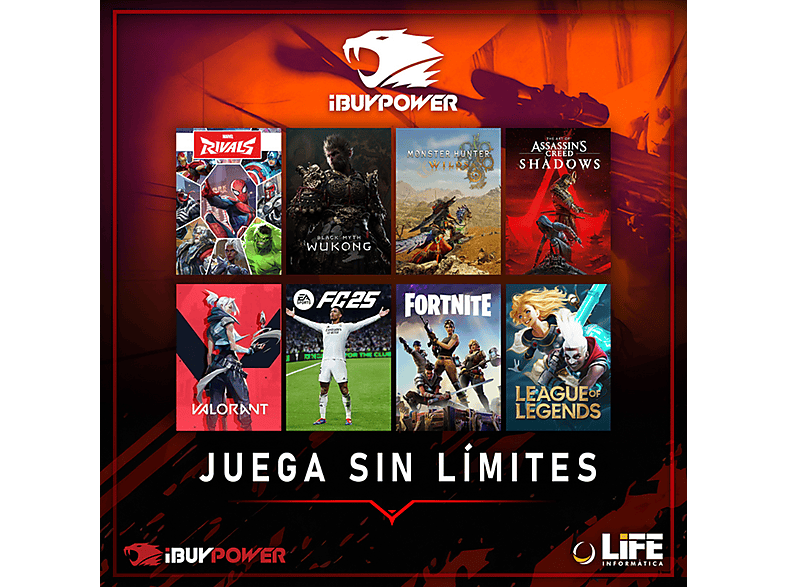 PC Gaming - Ibuypower Fighter Warstrike Lite, AMD Ryzen 7 5700X, 16 GB RAM, 1 TB SSD, Radeon™ RX 9070 XT, Windows 11 Pro, Negro