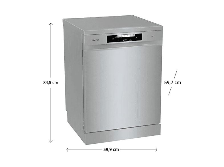 Lavavajillas libre instalación 60 cm - Hisense HS643C90X, 16 servicios, 6 programas, 599 mm, Inox