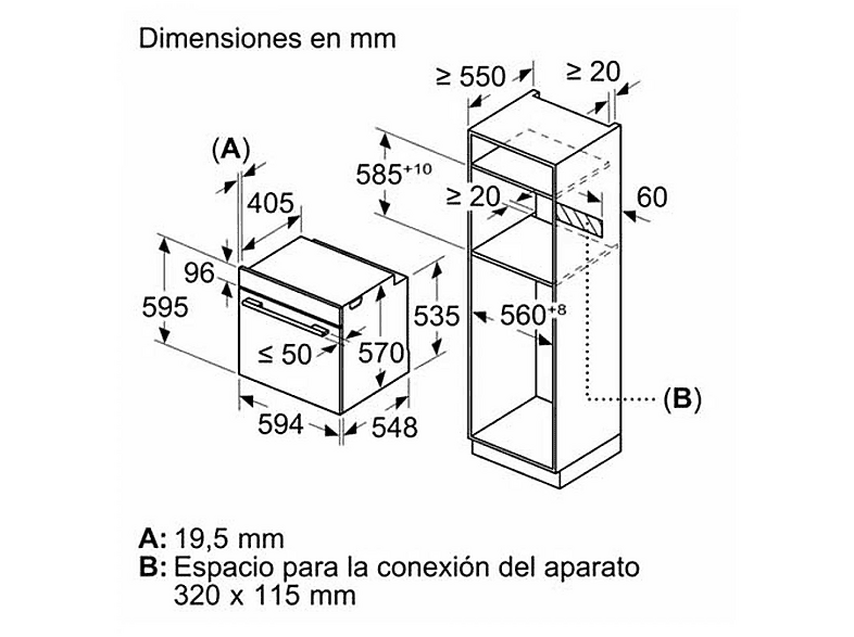 Horno pirolítico - Bosch HBG578ES3, Integrable, Pirolítico, 71 l, 59 mm