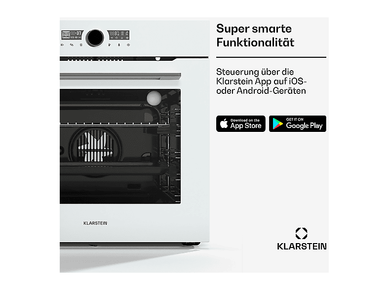 Horno convencional - Klarstein Illuminosa, Integrable, 73 l, 56,50 cm, Blanco