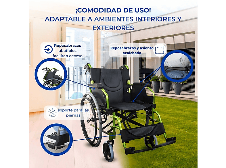 Silla de ruedas - Mobiclinic Bolonia, Verde