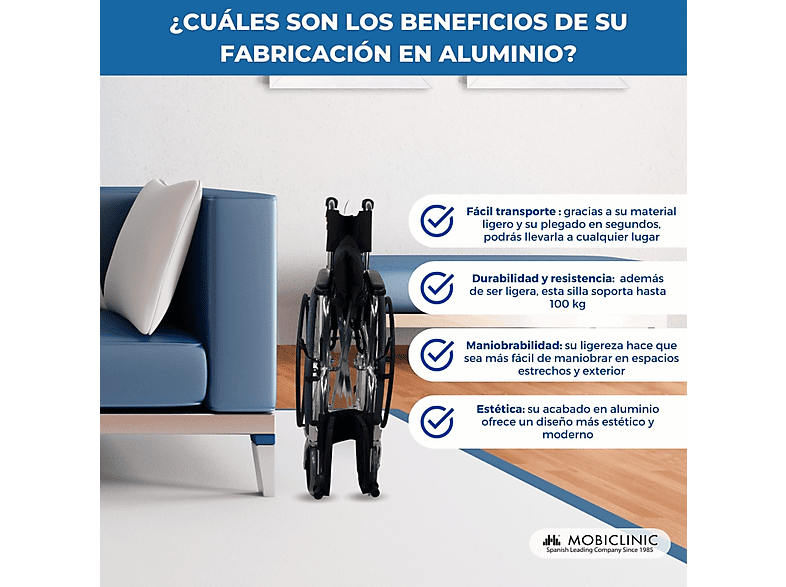 Silla de ruedas - Mobiclinic Palacio, Gris