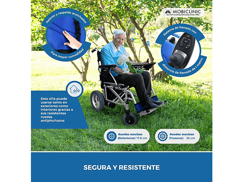 Silla de ruedas eléctrica - Mobiclinic Lyra, Azul