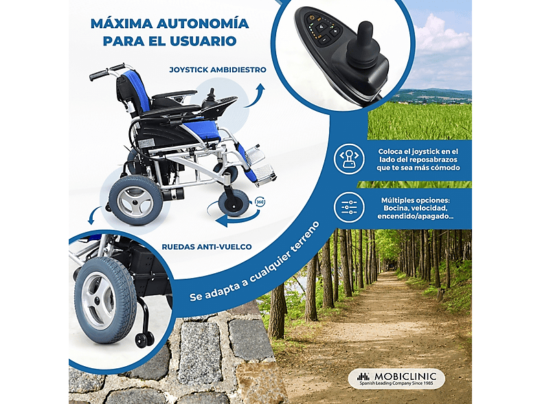 Silla de ruedas eléctrica - Mobiclinic Lyra, Azul