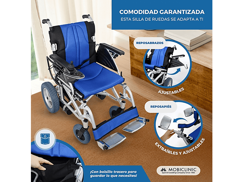 Silla de ruedas eléctrica - Mobiclinic Lyra, Azul