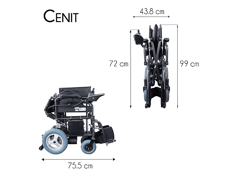 Silla de ruedas eléctrica - Mobiclinic Cenit, Negro