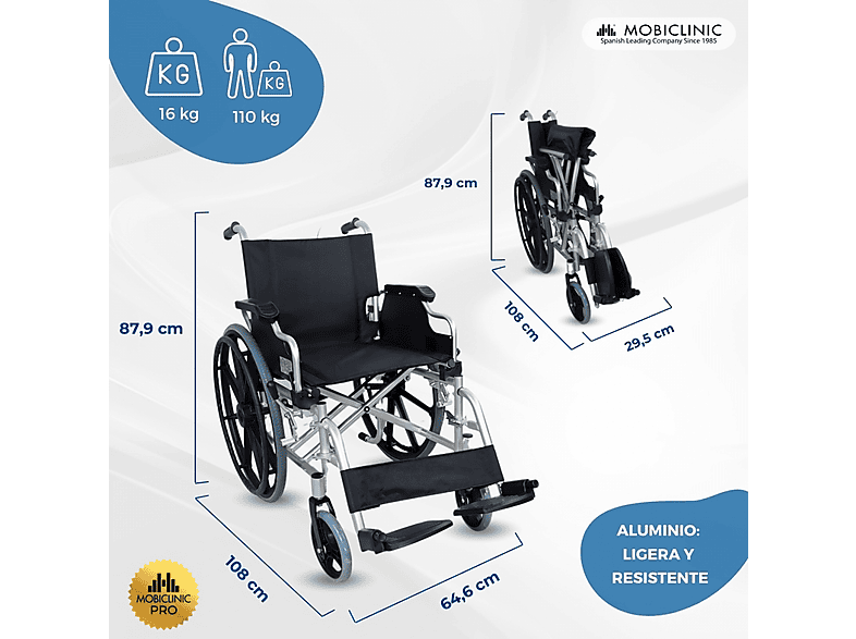 Silla de ruedas - Mobiclinic Opera, Gris