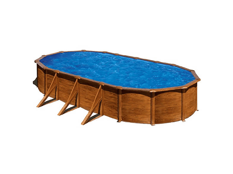 Piscina de acero - Gre Pacific Madera - Ø300, Marrón