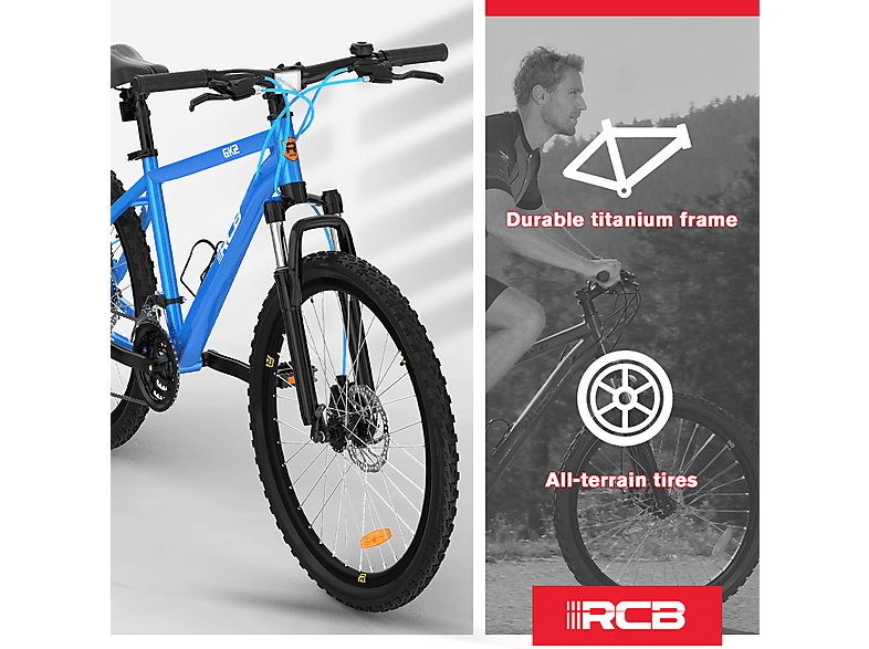 Bicicleta de Montaña - Rcb GK2, Titanio, Azul