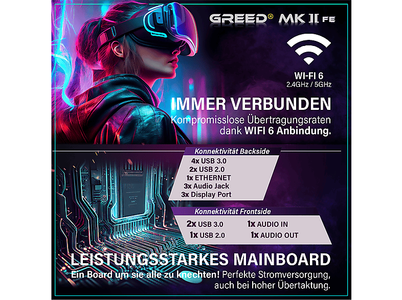 PC Gaming - Greed MK2 FE AMD - 4K, AMD Ryzen 5, 16 GB RAM, 512 GB SSD, GeForce RTX™ 5050, Windows 11 Pro, Negro