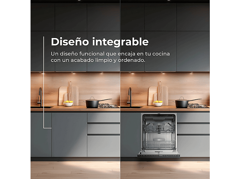 Lavavajillas integrable 60 cm - Evvo Di.3, 8 programas, 600 mm, Inox
