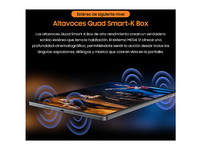 Tablet - Blackview MEGA 12, 256 GB, Gris, 12,2 " Full-HD+, 12 GB RAM, MT6886(Dimensity 7200), Tablet Android
