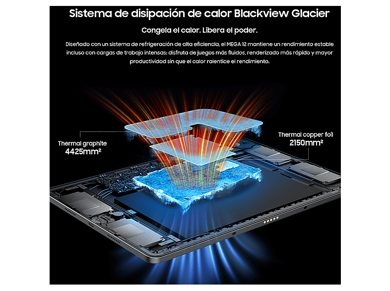 Tablet - Blackview MEGA 12, 256 GB, Dorado, 12,2 " Full-HD+, 12 GB RAM, MT6886(Dimensity 7200), Tablet Android