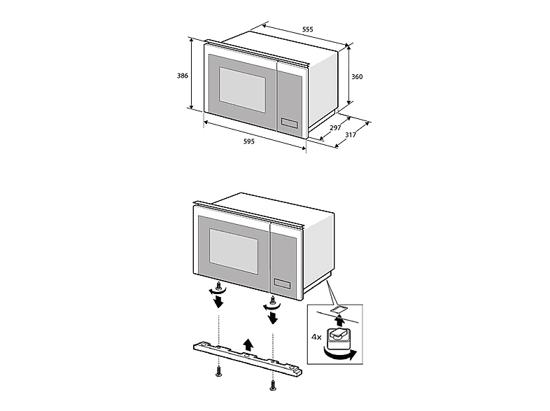 Microondas integrable - Pando One MCR38, 800 W, 20 l, Negro