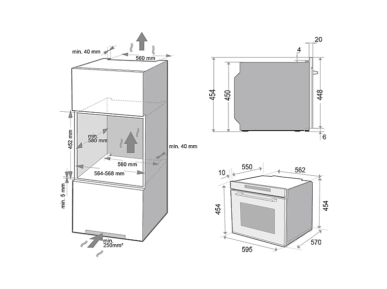 Horno multifunción - Pando One HRN-45, 50 l, 595 mm, Negro