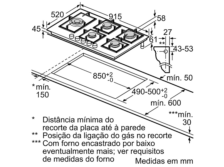 Placa de gas - Siemens iQ700 ER9A6SH40, 5 zone(s) zonas, 91,5 cm, Negro