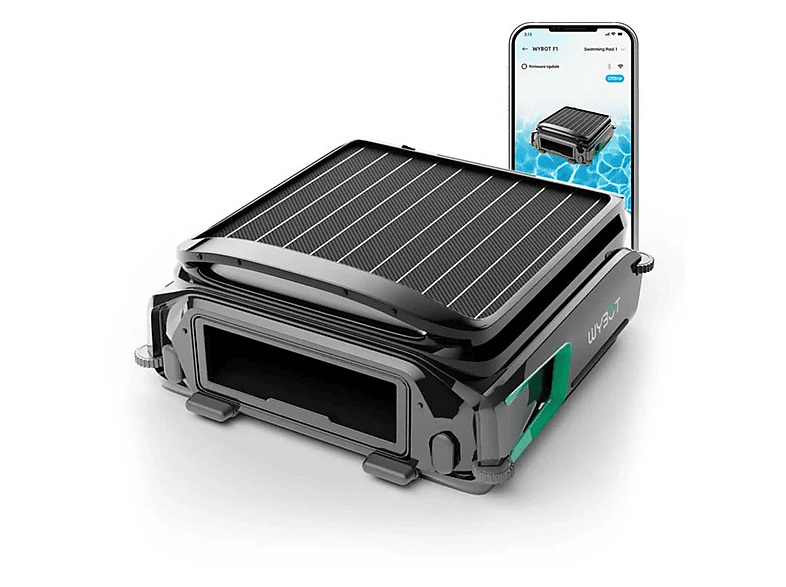 Robot limpiafondos - Wybot Skimmer E-TRON F1 Wybot solar 24h 7L EdgeMaster, Negro