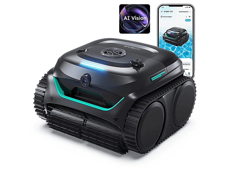 Robot limpiafondos - Wybot E-TRON VISION WYBOT WiFi IA, Negro