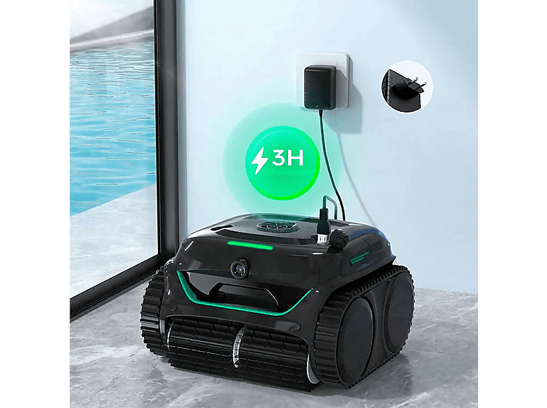 Robot limpiafondos - Wybot E-TRON VISION WYBOT WiFi IA, Negro