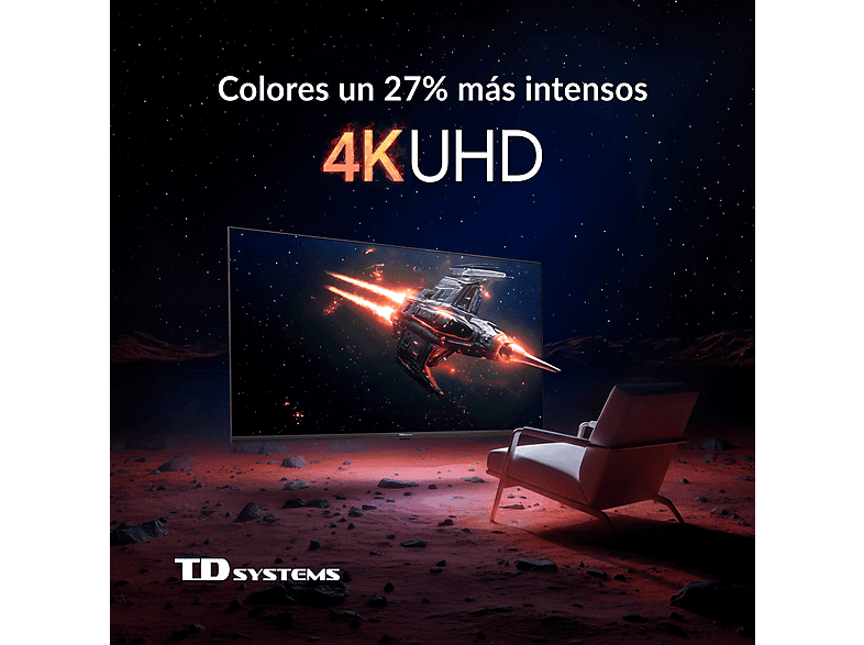 TV LED 43" - TD Systems M43C22TIZEN Tizen 8.0 by Samsung, UHD 4K, Arm Cortex A53x4, Smart TV, DVB-T2 (H.265), Negro