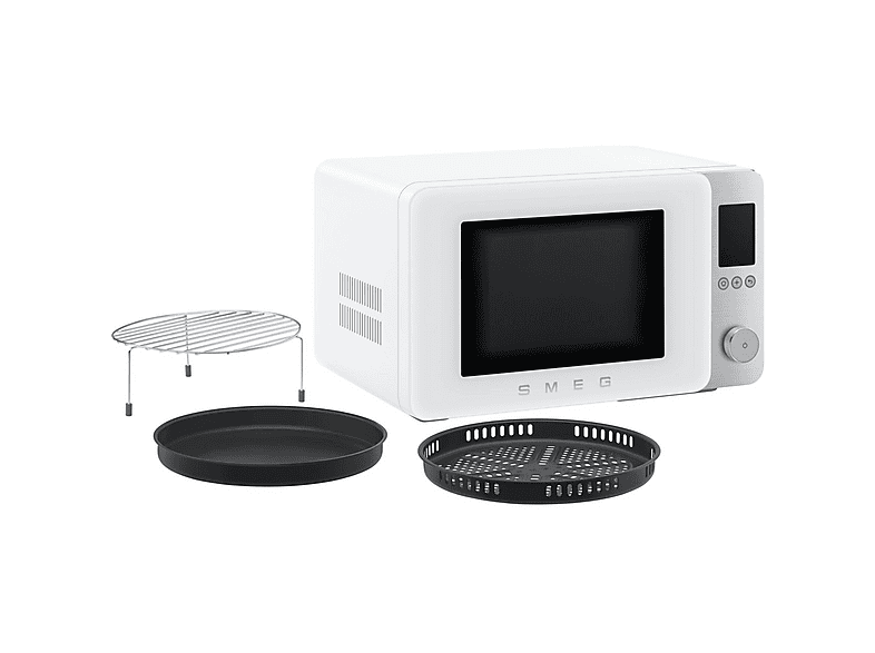 Microondas 9 en 1 - Smeg MOC02WHMEU, 2100 W, 27 l, Blanco mate
