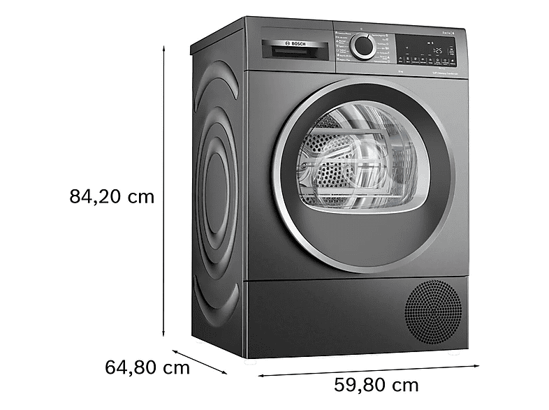 Secadora bomba de calor - Bosch WQG245DRES, Bomba de calor, 9 kg, 14 programas, Grey