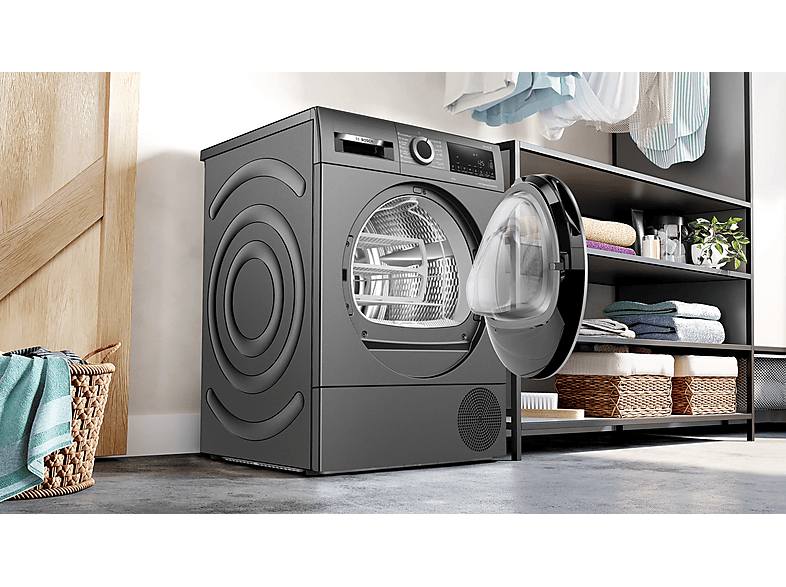 Secadora bomba de calor - Bosch WQG245DRES, Bomba de calor, 9 kg, 14 programas, Grey