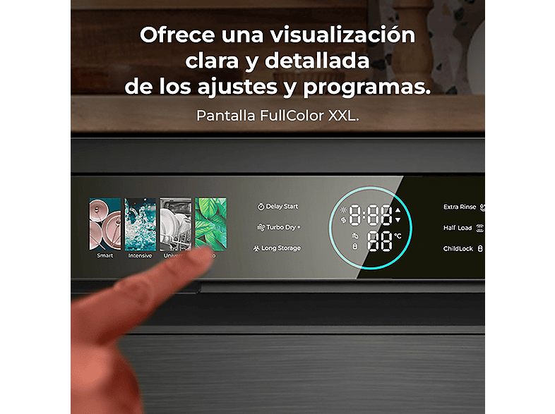Lavavajillas libre instalación 60 cm - Cecotec Bolero Aguazero 6320 Dark, 8 programas, 59,5 cm, Negro