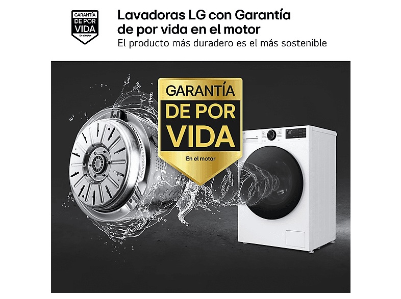 Lavadora carga frontal - LG F2X50S8TLB, 8 kg, 12 programas, Blanco
