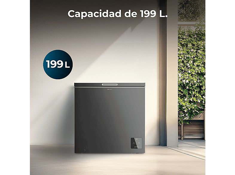 Congelador horizontal - Cecotec Bolero CoolMarket Chest 199 Black E, 83,7 cm, Negro