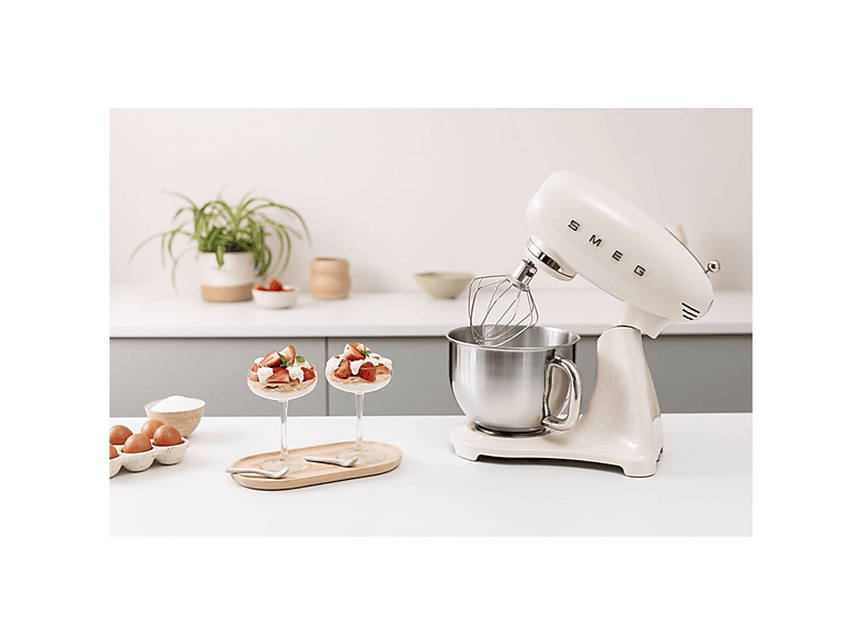 Robot amasador - Smeg SMF05CREU, 1000 W, 4,8 l, Crema
