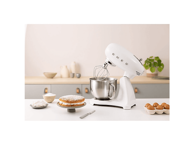 Robot Amasador - Smeg SMF05WHEU, Blanco / Plata