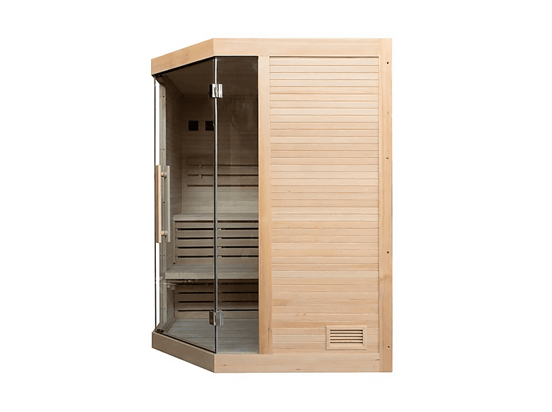Sauna de interior - Poolstar Sense 3 Plazas De Esquina Con Cristal Panoramico - Calentador 4,5Kw, Marrón