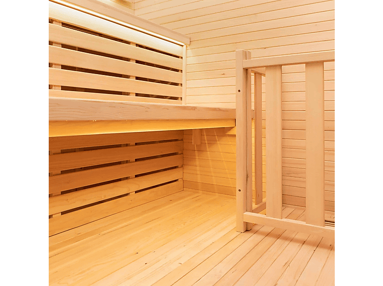 Sauna de interior - Poolstar Sense 3 Plazas De Esquina Con Cristal Panoramico - Calentador 4,5Kw, Marrón